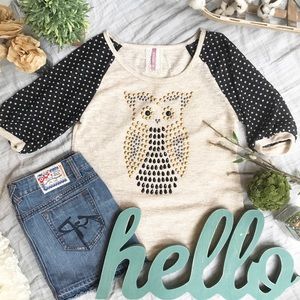 Anthropologie owl shirt by Mauve